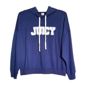 JUICY Spellout Blue Oversize Pullover Long Sleeve Hoodie New Without Tags Sz XL